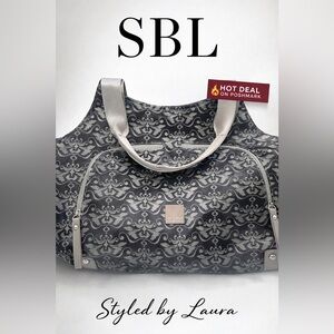 JJ Cole Collections Damask Tote Bag w/ Strap Extenders & Removable Pouches – EUC